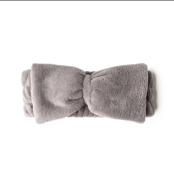 New in box lemon lavender take a bow plush spa headband grey - Picture 2 of 5